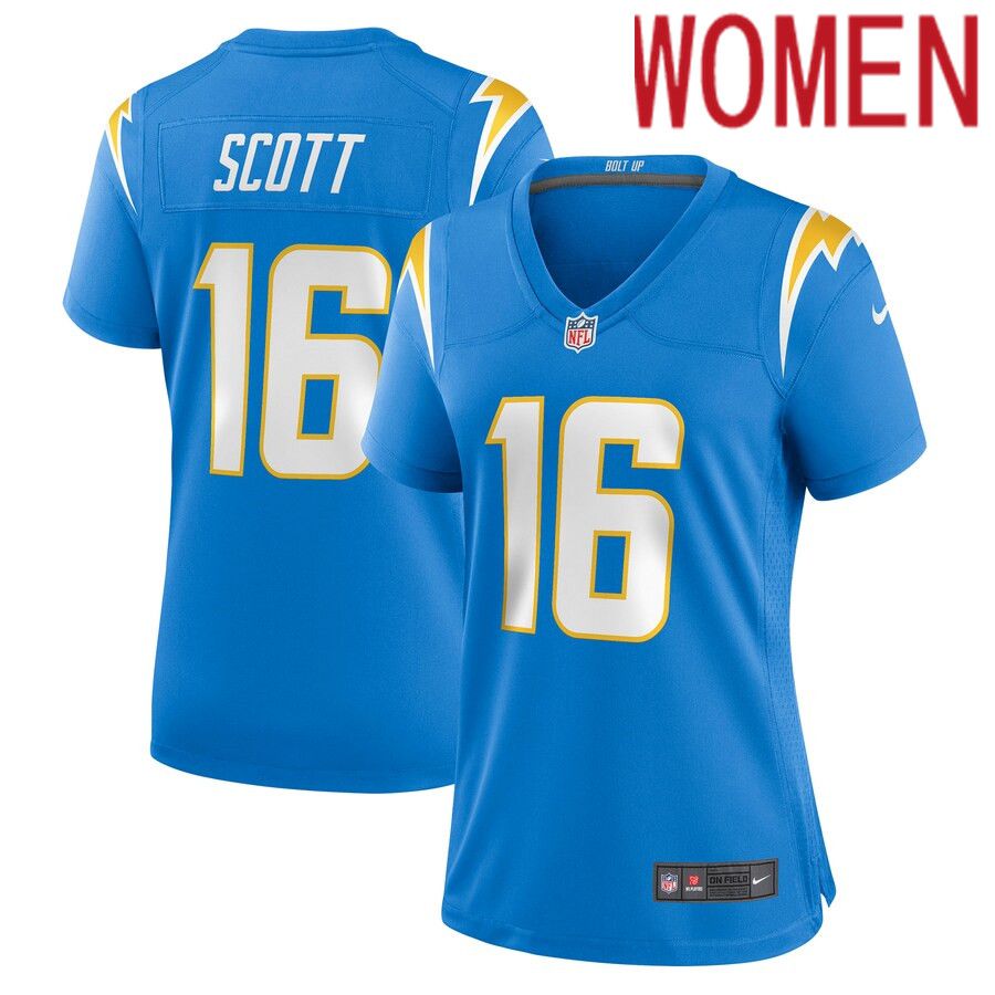 Women Los Angeles Chargers 16 JK Scott Nike Powder Blue Game NFL Jersey